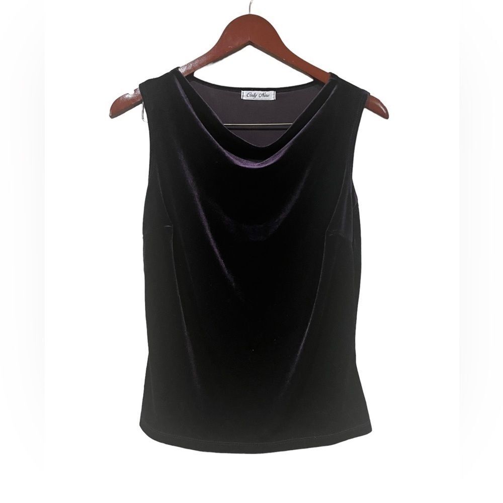 Only Nine Size Small Purple Velvet Cowl Neck 90s Y2K Vintage Top Whimsygoth Tank